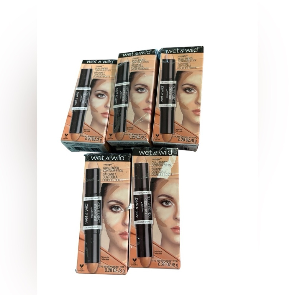 Lot of 5 Wet n Wild MegaGlo Dual-Ended Contour Stick Medium/Tan Cruelty-Free